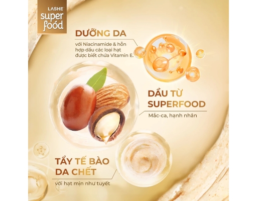 Tẩy Tế Bào Chết Dưỡng Sáng Hương Bánh Nướng 220g LASHE Superfood ảnh 2