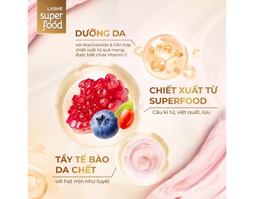 Tẩy Tế Bào Chết Dưỡng Sáng Hương Quả Mọng 220g LASHE Superfood ảnh 2