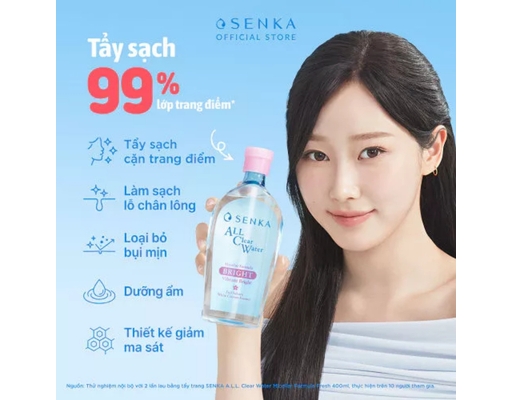 Nước Tẩy Trang Dưỡng Sáng Cấp Ẩm Micellar Bright 400ml SENKA ảnh 5