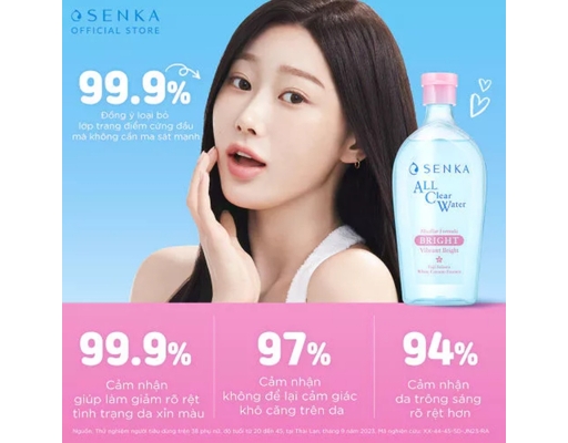 Nước Tẩy Trang Dưỡng Sáng Cấp Ẩm Micellar Bright 400ml SENKA ảnh 6