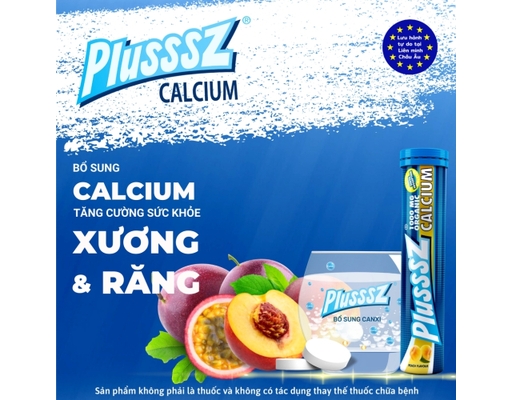 Viên Sủi Canxi Hữu Cơ Calcium Hương Đào, Chanh Leo Không Đường - 20 Viên Sủi Plusssz ảnh 2