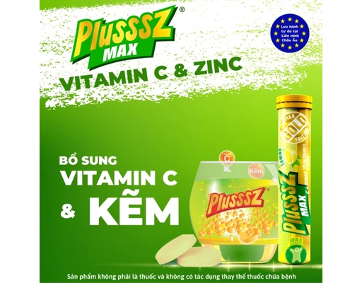 Viên Sủi Vitamin C & Kẽm Zinc Hỗ Trợ Miễn Dịch Hương Chanh Mát Lạnh Không Đường - 20 Viên Sủi Plusssz ảnh 2