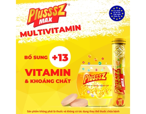 Viên Sủi Vitamin Tổng Hợp Hỗ Trợ Miễn Dịch Vị Cam Không Đường Max Multivitamin - 20 Viên Sủi Plusssz ảnh 3