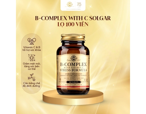 Thực Phẩm Bảo Vệ Sức Khỏe Viên Uống Bổ Sung Vitamin B&C B-Complex With Vitamin C 100 Viên Solgar ảnh 6