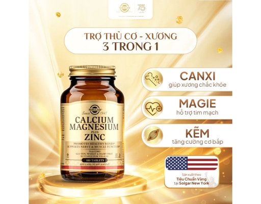 Thực Phẩm Bảo Vệ Sức Khỏe Viên Uống Bổ Sung Canxi, Magie, Kẽm Calcium Magensium Plus Zinc 100 Viên Solgar ảnh 2