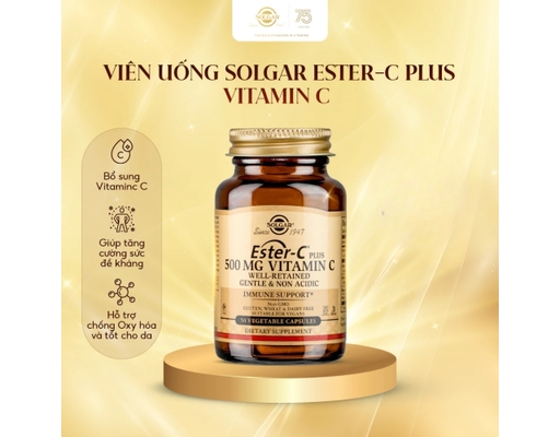 Thực Phẩm Bảo Vệ Sức Khỏe Viên Uống Bổ Sung Vitamin C Dịu Nhẹ Cho Dạ Dày Ester C 500mg 50 Viên Solgar ảnh 1