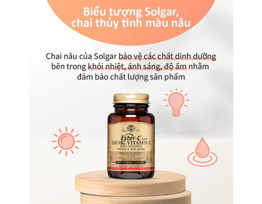 Thực Phẩm Bảo Vệ Sức Khỏe Viên Uống Bổ Sung Vitamin C Dịu Nhẹ Cho Dạ Dày Ester C 500mg 50 Viên Solgar ảnh 8