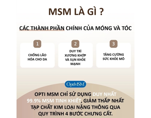 Thực Phẩm Bảo Vệ Sức Khỏe Viên Uống Chăm Sóc Da, Móng Và Tóc Skin, Nails&Hair Advanced MSM 60 Viên Solgar ảnh 3