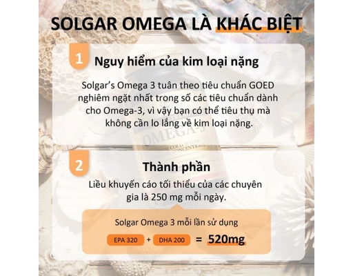 Thực Phẩm Bảo Vệ Sức Khỏe Viên Uống Dầu Cá Bổ Sung Omega 3 Omega 3 Fish Oil Concentrate 120 Viên Solgar ảnh 3