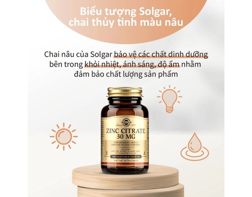 Thực Phẩm Bảo Vệ Sức Khỏe Viên Uống Bổ Sung Kẽm Citrate Zinc Citrate 30mg 100 Viên Solgar ảnh 6