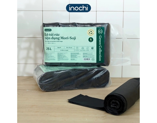Lô Túi Rác Đen Tiện Dụng Inochi Mori-Soji 4 Cuộn Size M 25L
