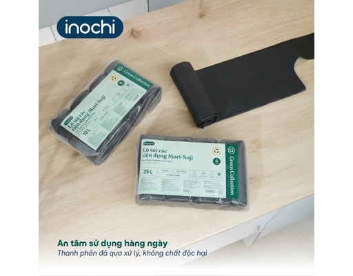 Lô Túi Rác Đen Tiện Dụng Inochi Mori-Soji 4 Cuộn Size M 25L