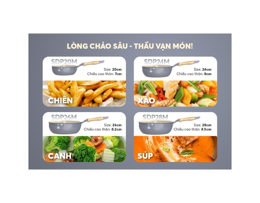 Chảo Sâu Phủ Sứ Đáy Từ Healthy SDP24M 24cm Sunhouse ảnh 9