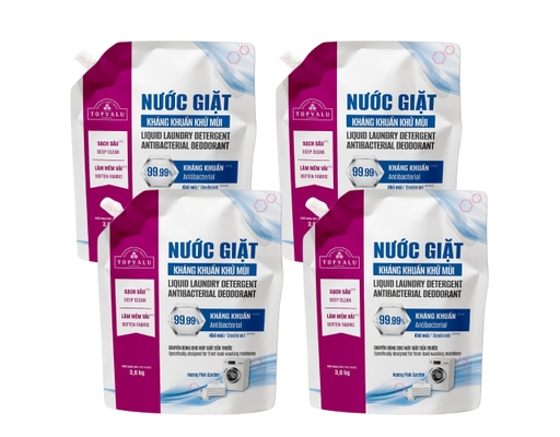 Lô 4 Túi Nước Giặt Kháng Khuẩn Khử Mùi Cho Máy Giặt Cửa Trước Hương Pink Garden 3.6kg TOPVALU ảnh 2