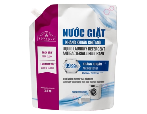 Lô 4 Túi Nước Giặt Kháng Khuẩn Khử Mùi Cho Máy Giặt Cửa Trước Hương Pink Garden 3.6kg TOPVALU ảnh 3