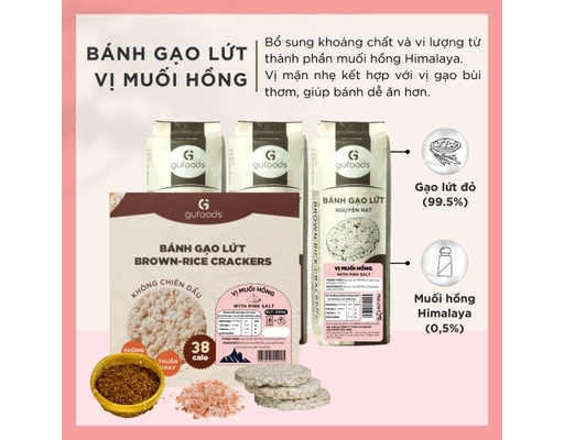 Bánh Gạo Lứt Ăn Kiêng Vị Muối Hồng 170g Gufoods ảnh 1