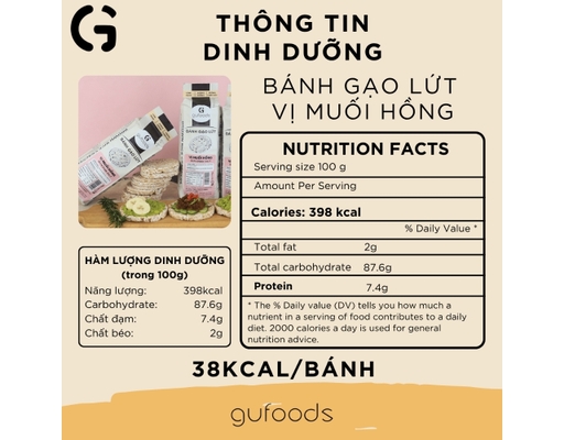 Bánh Gạo Lứt Ăn Kiêng Vị Muối Hồng 170g Gufoods ảnh 2