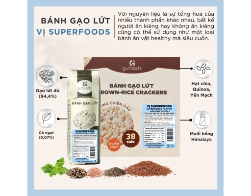 Bánh Gạo Lứt Ăn Kiêng Vị Superfoods 170g Gufoods ảnh 1