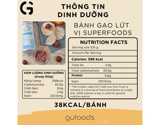 Bánh Gạo Lứt Ăn Kiêng Vị Superfoods 170g Gufoods ảnh 2