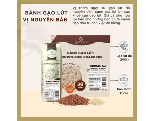 Bánh Gạo Lứt Ăn Kiêng Vị Nguyên Bản 170g Gufoods ảnh 1