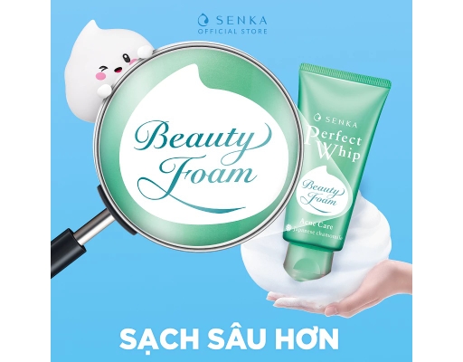 Sữa Rửa Mặt Cho Da Mụn Perfect Whip Acne Care 100g SENKA ảnh 4