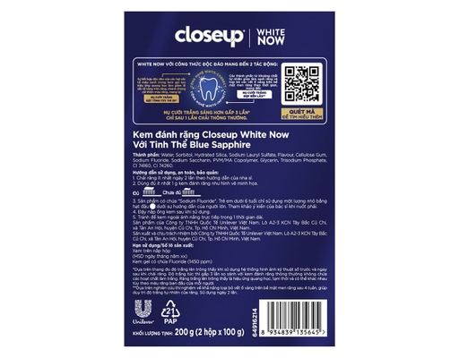 Bộ Đôi Kem Đánh Răng Tinh Thể Blue Sapphire 2 Tuýp x 100g Closeup ảnh 1