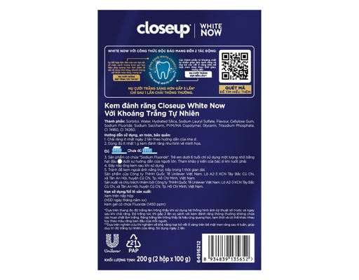 Bộ Đôi Kem Đánh Răng Khoáng Trắng Tự Nhiên 2 Tuýp x 100g Closeup ảnh 1