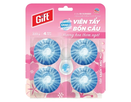 Vỉ 4 Viên Tẩy Bồn Cầu Hương Hoa 220g Gift ảnh 0