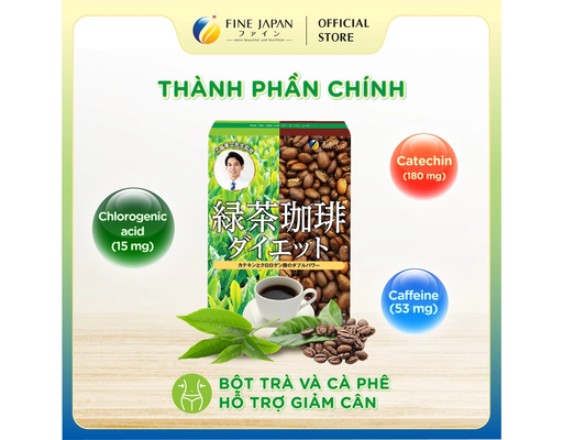 Thực Phẩm Bảo Vệ Sức Khỏe Bột Trà Và Cà Phê Hỗ Trợ Giảm Cân, Đốt Mỡ Thừa - 30 Gói x 1.5g Fine Japan ảnh 2