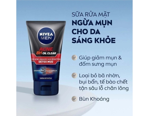 Sữa Rửa Mặt Cho Nam Khoáng Bùn Giúp Ngừa Mụn Và Sạch Sâu 100g NIVEA ảnh 2