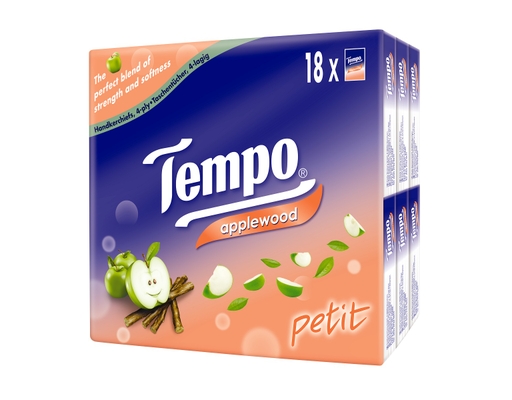 Khăn Giấy Bỏ Túi Petit Hương Gỗ Táo 4 Lớp - Lốc 18 Gói Tempo ảnh 0