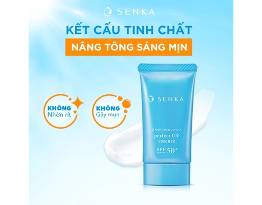 Tinh Chất Chống Nắng Nâng Tone Sáng Mịn Tự Nhiên Perfect UV Essence SPF50 PA++++ 50g SENKA ảnh 6
