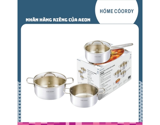 Bộ 3 Nồi Inox 3 Lớp Liền Khối Size 16-20-24cm HÓME CÓORDY ảnh 1