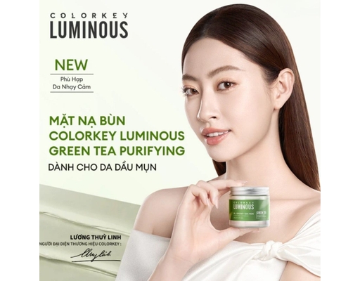 Mặt Nạ Đất Sét Làm Sáng Da Luminous Green Tea 60g COLORKEY ảnh 1