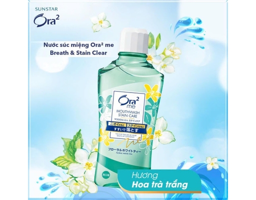 Nước Súc Miệng Ora2 Mouthwash Stain Care Hương Trà Trắng 460ml Sunstar ảnh 1