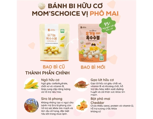 Bánh Bi Ăn Dặm Hữu Cơ Vị Phô Mai Cho Bé Từ 6 Tháng 25g Mom's Choice ảnh 3