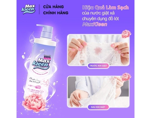 Nước Giặt Dành Cho Đồ Lót Maxkleen Hoa Mẫu Đơn Chai 650g