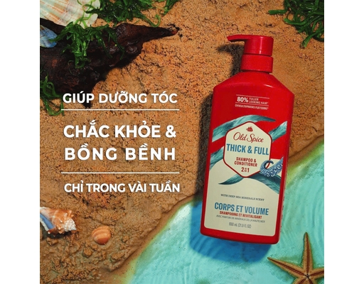 Dầu Gội Xả Cho Nam Hương Biển Sâu Tươi Mát 2in1 Thick & Full 650ml Old Spice ảnh 2