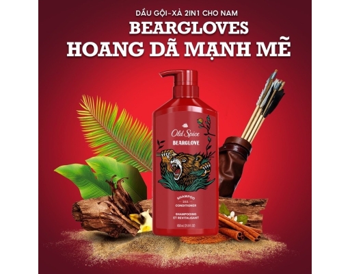Dầu Gội Xả Cho Nam Hương Mạnh Mẽ Nam Tính 2in1 Bearglove 650ml Old Spice ảnh 2