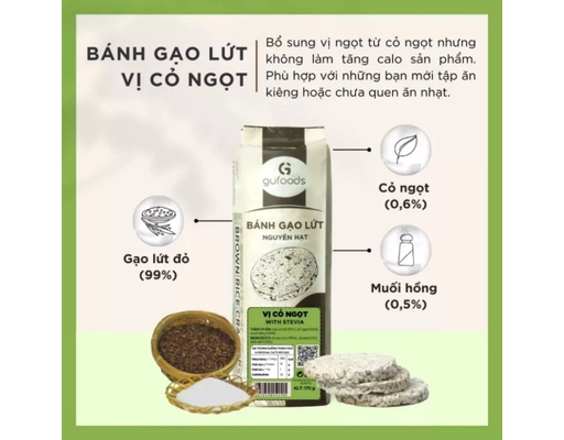 Bánh Gạo Lứt Ăn Kiêng Vị Cỏ Ngọt 170g GUfoods ảnh 1