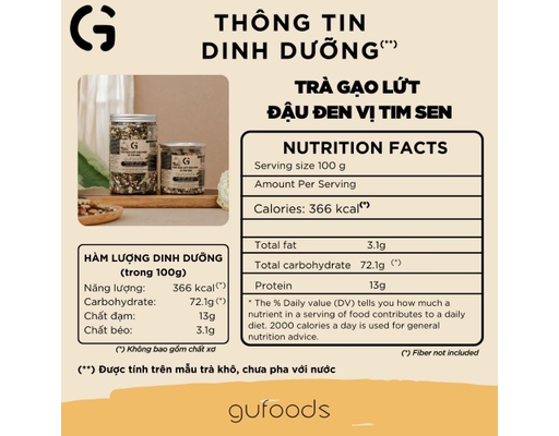 Trà Gạo Lứt Đậu Đen Vị Tim Sen 500g GUfoods ảnh 1