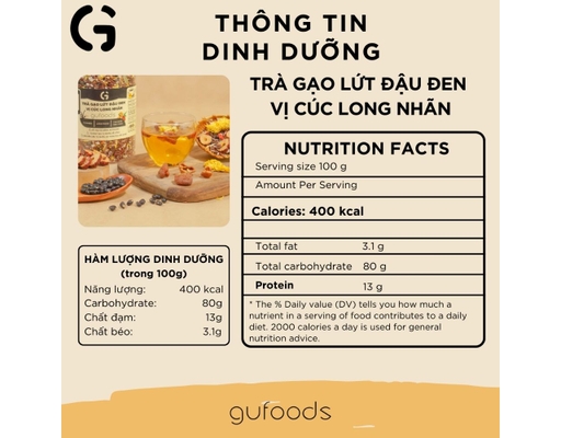 Trà Gạo Lứt Đậu Đen Vị Cúc Long Nhãn 500g GUfoods ảnh 1