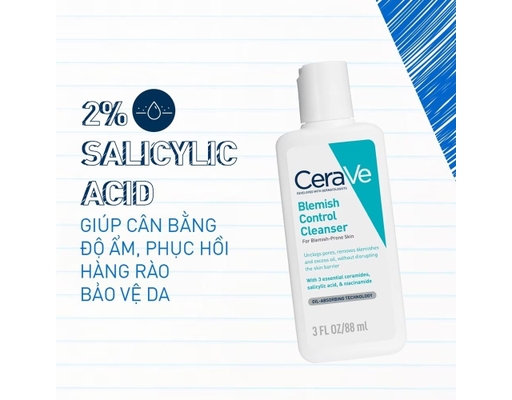Gel Rửa Mặt Cho Da Dầu Mụn Blemish Control Cleanser 88ml CeraVe ảnh 1