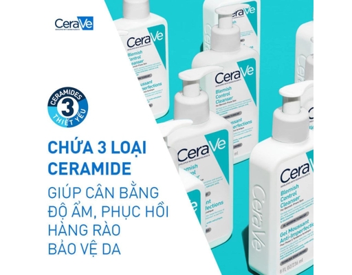 Gel Rửa Mặt Cho Da Dầu Mụn Blemish Control Cleanser 88ml CeraVe ảnh 3