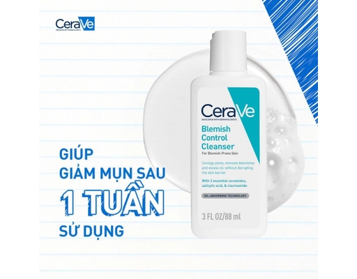 Gel Rửa Mặt Cho Da Dầu Mụn Blemish Control Cleanser 88ml CeraVe ảnh 5