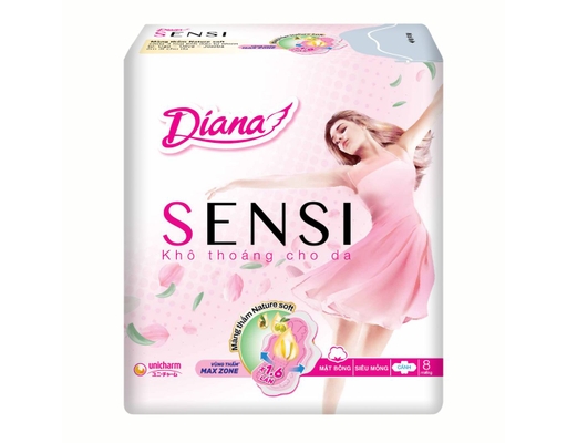 Băng Vệ Sinh Sensi Siêu Mỏng Cánh 23cm 8 miếng Diana ảnh 0