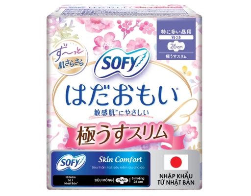 Băng Vệ Sinh Siêu Mỏng Cánh Skin Comfort Utra Thin 26cm 8 Miếng Sofy ảnh 0