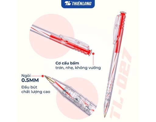 Bút Bi TL-027 Mực Đỏ Thiên Long ảnh 3
