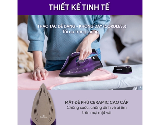 Bàn Ủi Hơi Nước Không Dây SIB-3854 2400W BlueStone ảnh 3