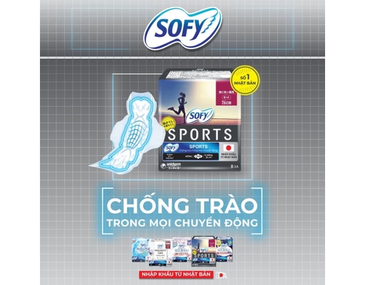 Băng Vệ Sinh Mỏng Cánh Chống Trào Mọi Chuyển Động Sport 26cm 8 Miếng Sofy ảnh 2
